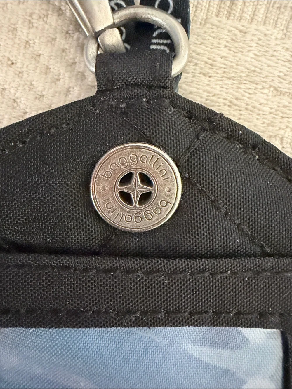 Baggallini Black Quilted RFID ID Card Badge Lanyard